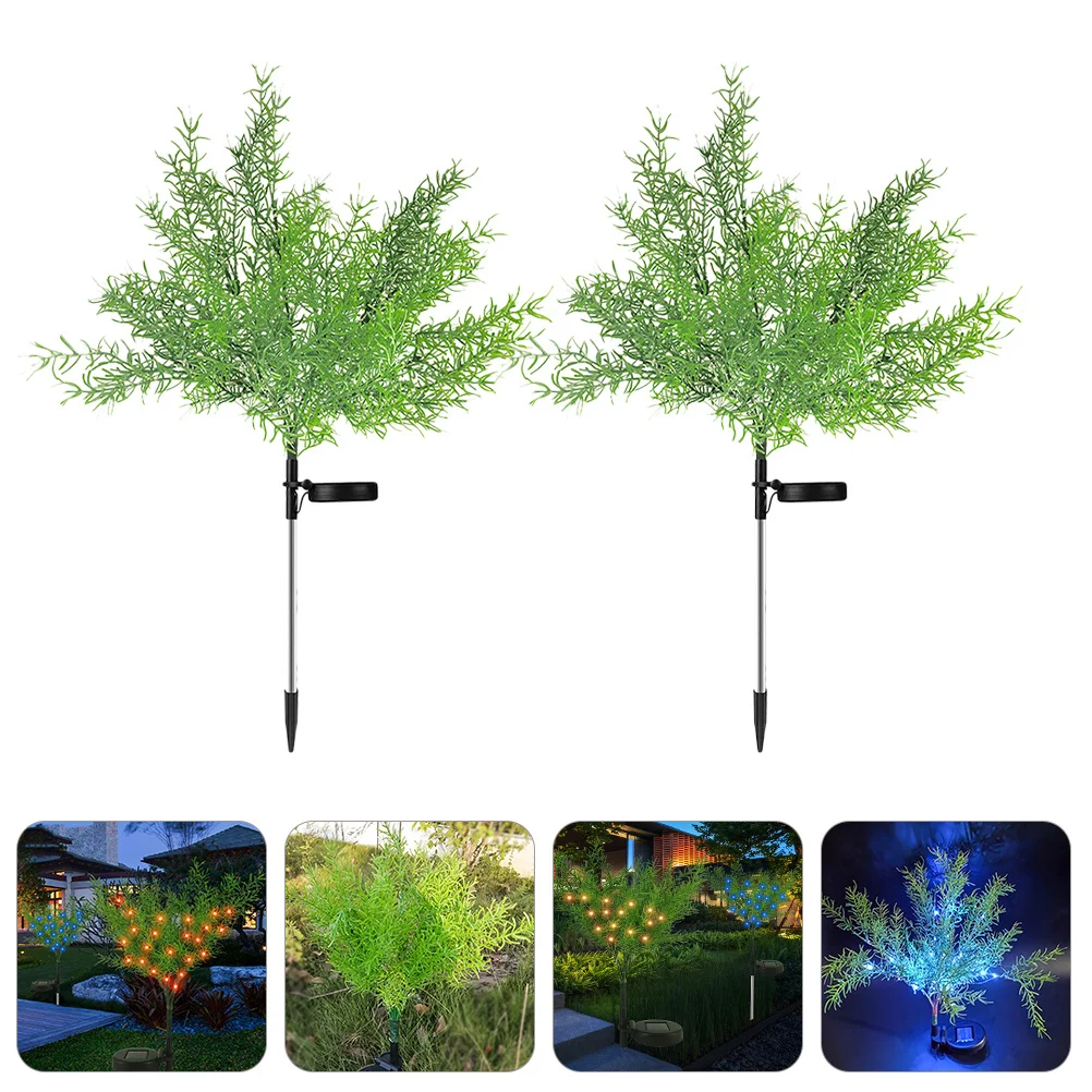 

2Pcs Solar Xmas Tree Lawn Lights Garden Solar Lamp Outdoor Ground Inserted Light Creative Yard Decoration Xmas Tree Lawn Light