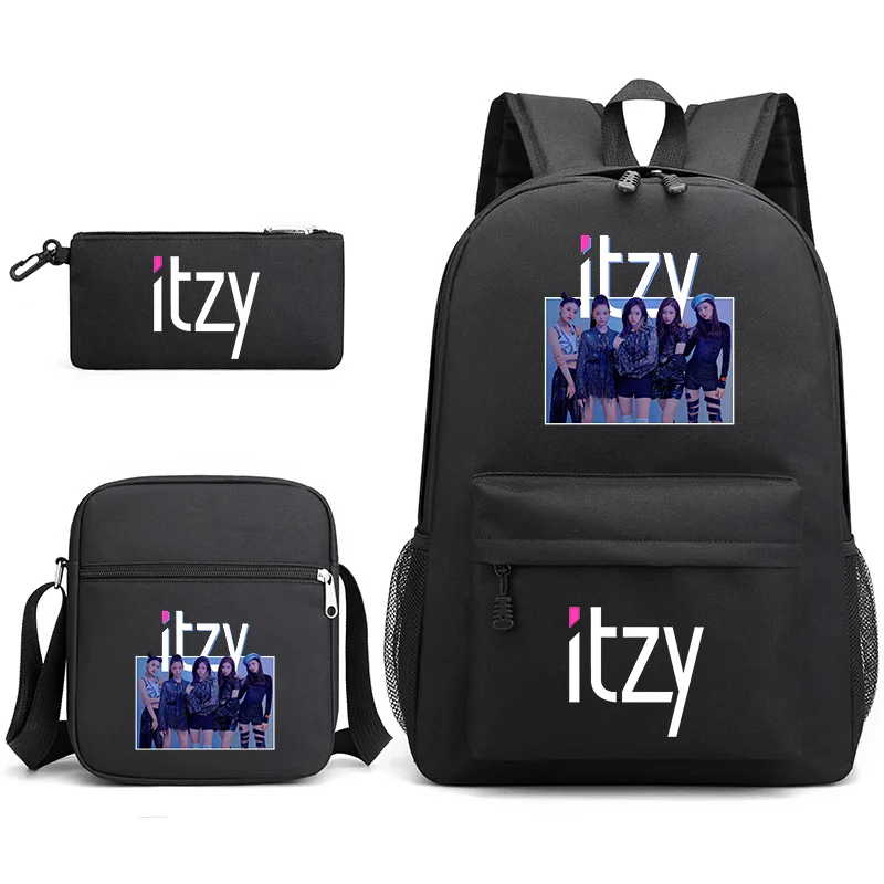 

New Fashion Korean K-pop Combination Pattern Three Piece Backpack Teenagers Large Capacity School Backpack Shoulder Bag Pen Bag