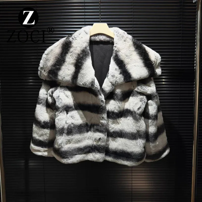 

[ZOCI]Snowy Autumn Winter Generous Collar Famous Dragon Cat Gold Mink Blue Purple Imitation Fur New