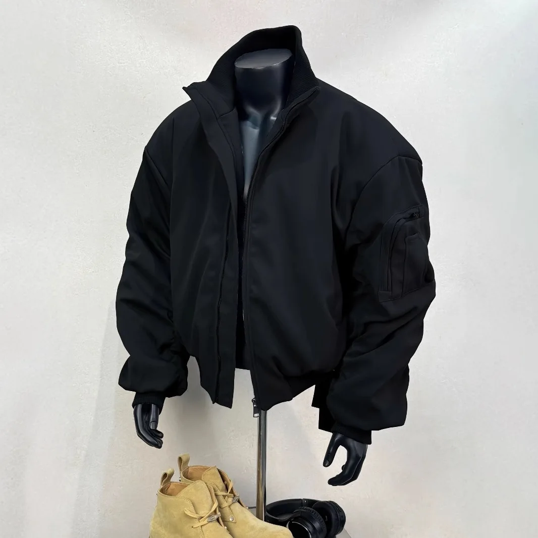 

man jacket bomber coat 2025 Winter Men's Clean Fit Bomber Jacket Oversized Street Short Length High Street Outerwear