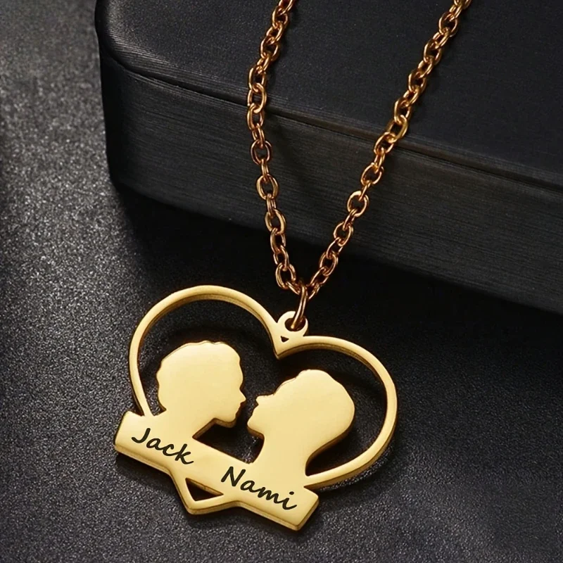 

Ladies' personalized customized couple Bohemian carved heart-shaped pendant necklace pendant Heart shaped necklace Elegant daily