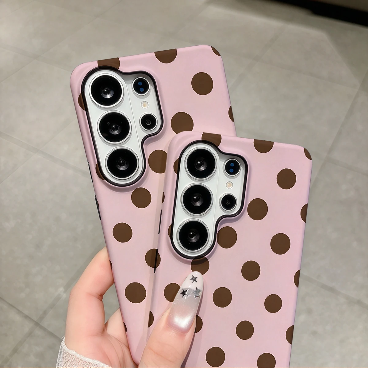 Pink Brown Even Dots Phone Case For Samsung Galaxy S26 S25 Ultra S24 S23 Plus Hard Shock‑Absorption 2-in-1Protective Cover