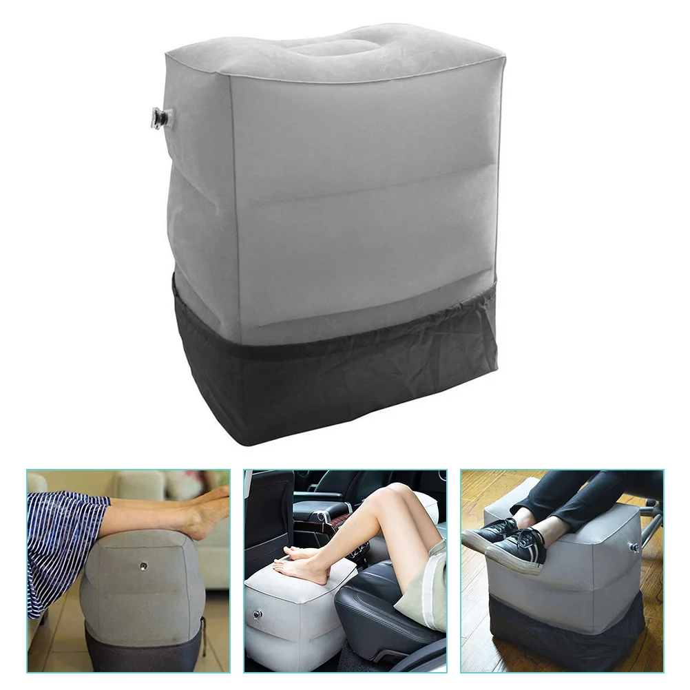 

Inflatable Footrest Pillow Airplane Travel Comfortable Leg Cushion Adjustable Height Foldable Travel Accessory Flocking Material