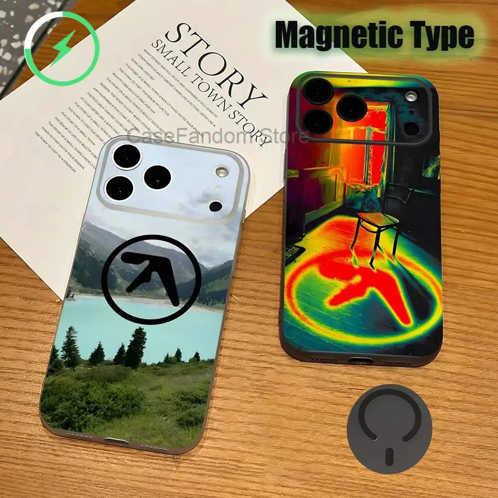 Aphex Twin Logo Art For iPhone 18,17,16,15,14,13,12,11,Pro,Max,Plus Transparent gray Phone Case Magnetic Wireless Charging