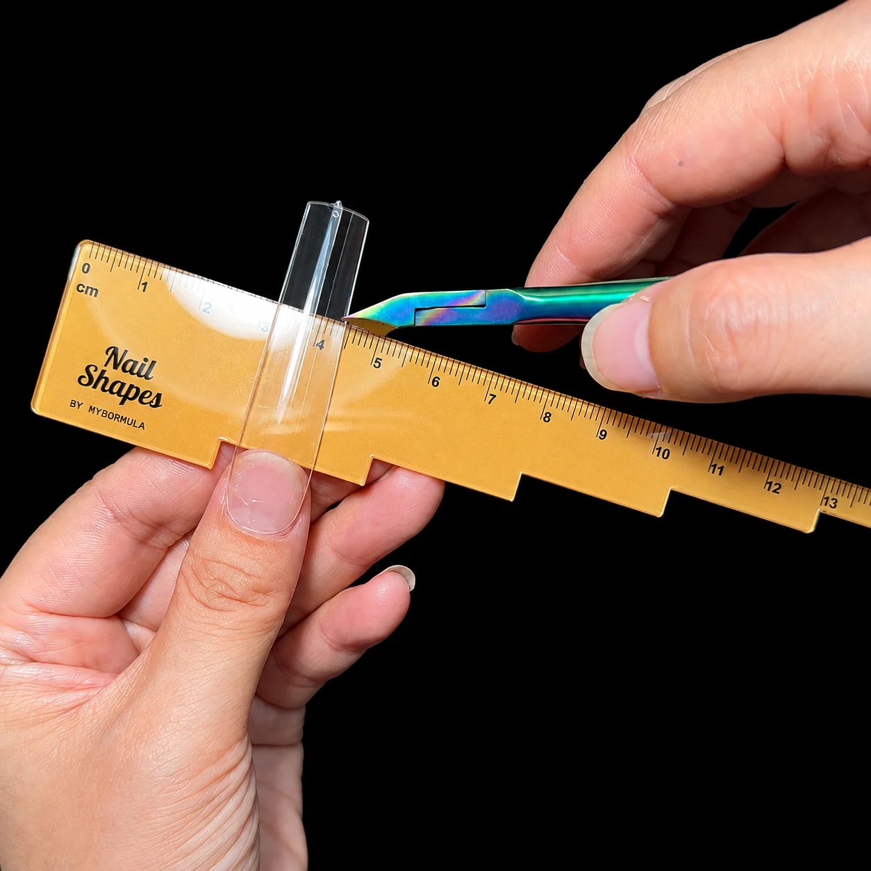 Multi Function Acrylic Nail Measuring Ruler Same Length Cutting Guide with 9 Nail Shape References Manicure Tool for Salon Home