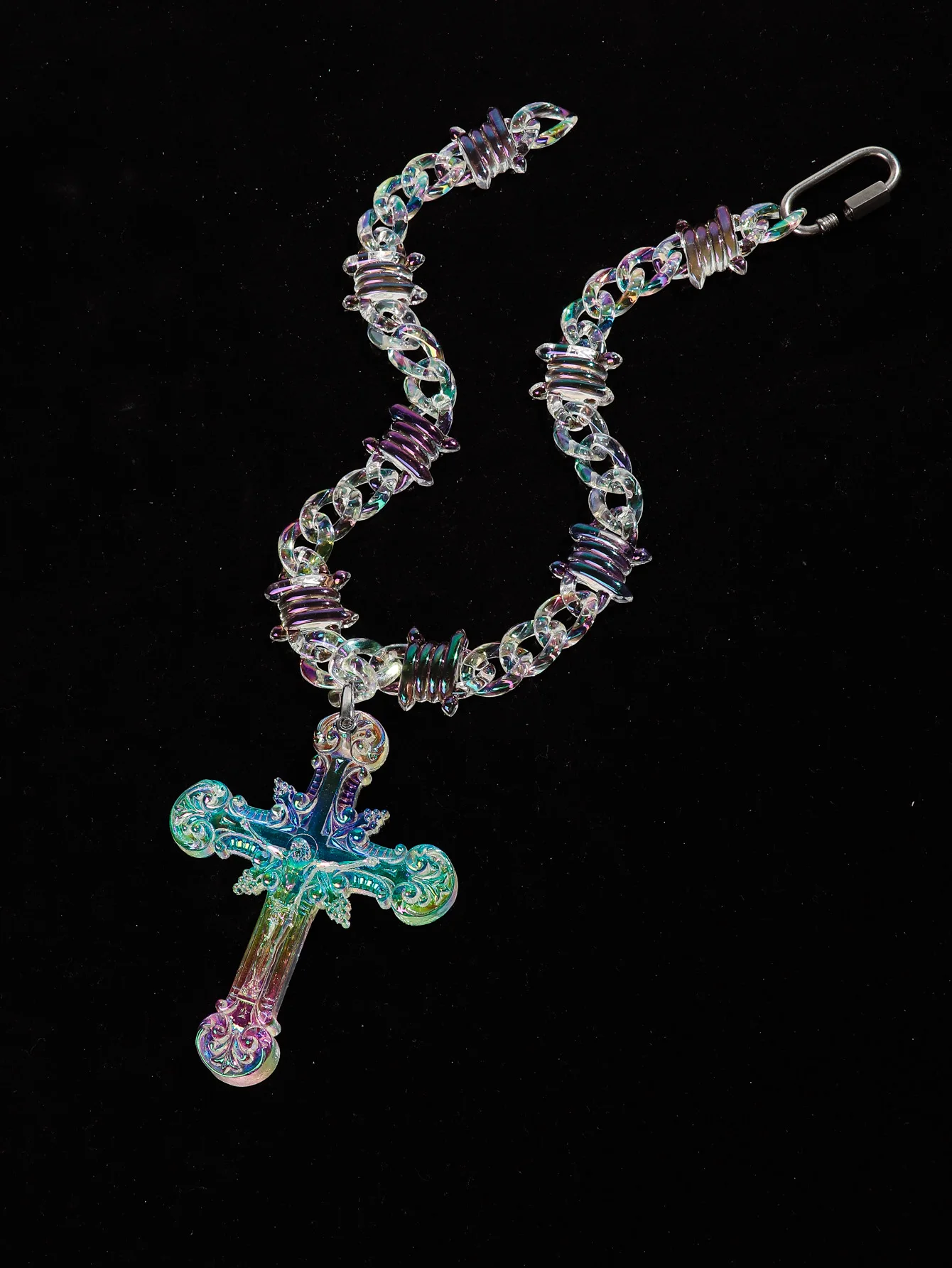 Transparent Acrylic Cross Necklace Hip Hop Choker