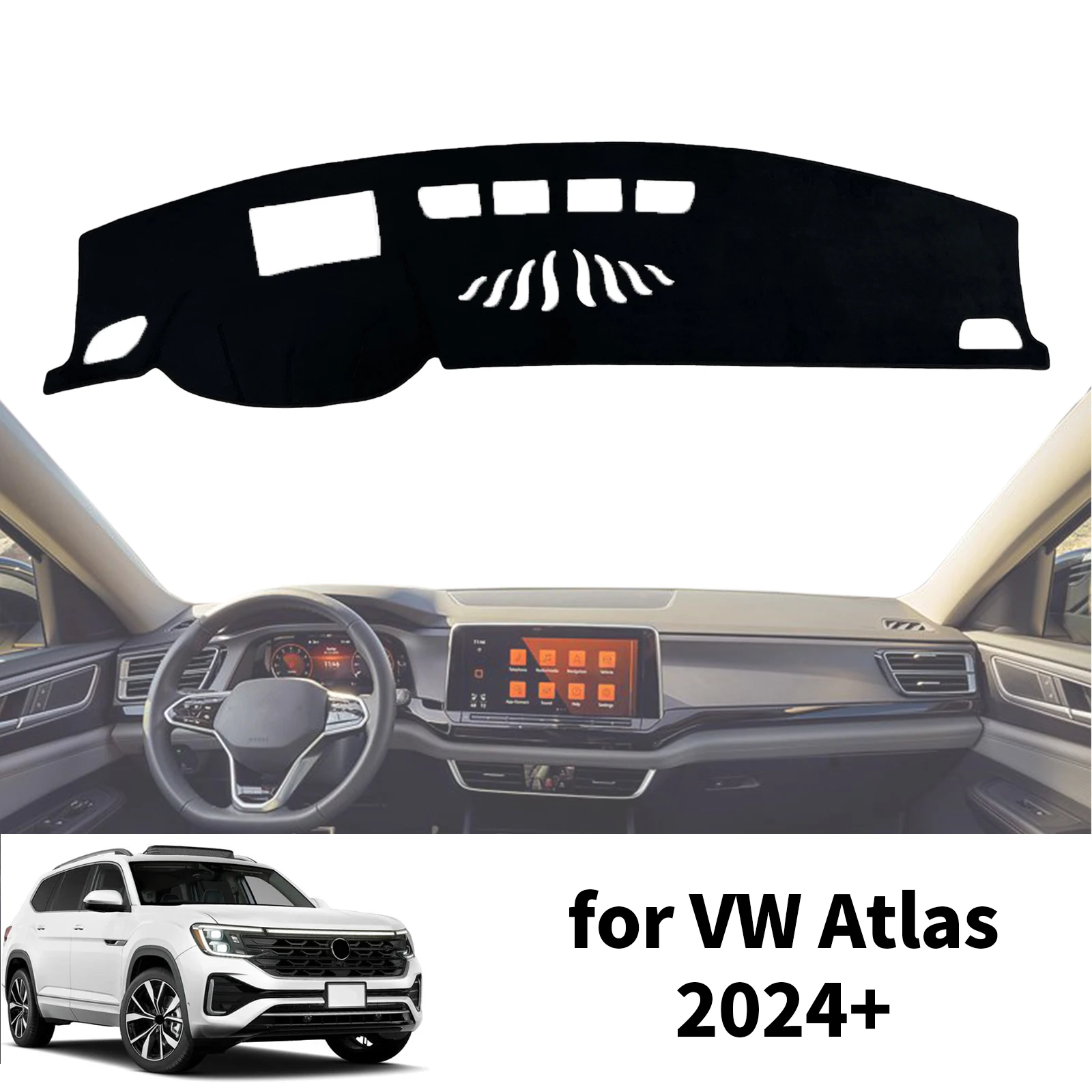 สําหรับVW ATLAS 2024 2025 Cross SportรถDashboard Matอุปกรณ์เสริมบังแดดป้องกันพรมDash Mat Dashmat