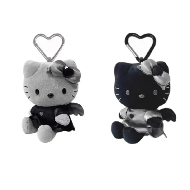 جديد سانريو أسود رمادي كيوبيد الملاك مرحبا كيتي أفخم المفاتيح يجلس جانب Kawaii مجنح أفخم دمية حقائب اليد DIY الديكور #3