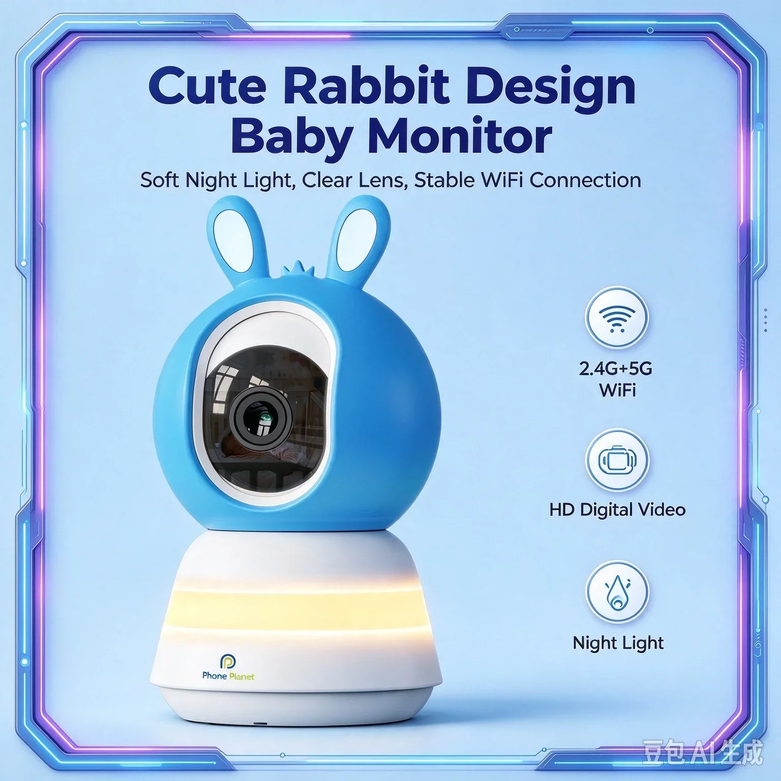 2.4G&5G WiFi Baby Monitor Nanny Cam, IP Security Camera With 2.5 Inch HD Screen, Color Night Vision, Sound Detection For Baby