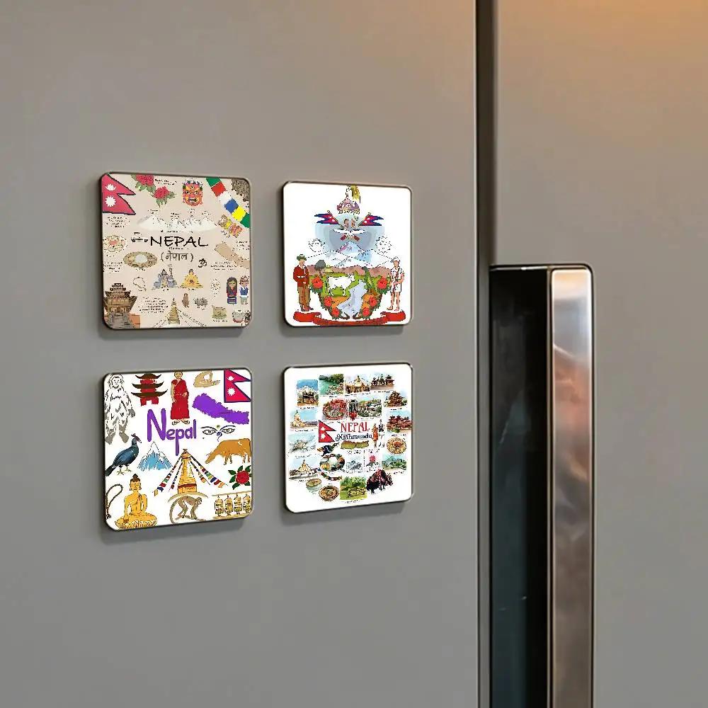 Nepali Culture Square Refrigerator Magnet Personalized Creative Magnetic Stickers With Magnets