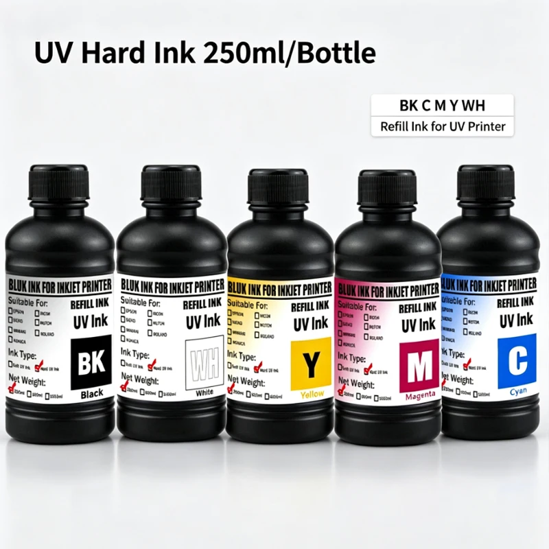 UV-Harttinte 250ml/Flasche UV-Tinte Kompatibel für TX800 XP600 DX5 DX6 DX7 I3200 I1600 5113 4720 1390 L800 L805 L1800 UV-Drucker