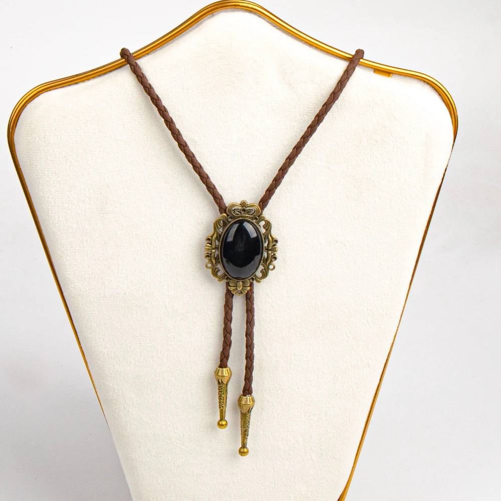 New Vintage Western Cowboy Style Bolo Tie for Men Braided Leather Alloy Necktie Casual Jewelry Accessory