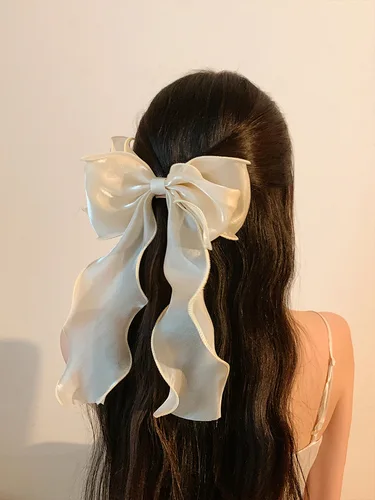 Imagen 2 del producto Pinzas para el cabello con lazo de Organza negro para mujer, tocado femenino francés, pinzas para el cabello grandes, accesorios para el cabello para niña