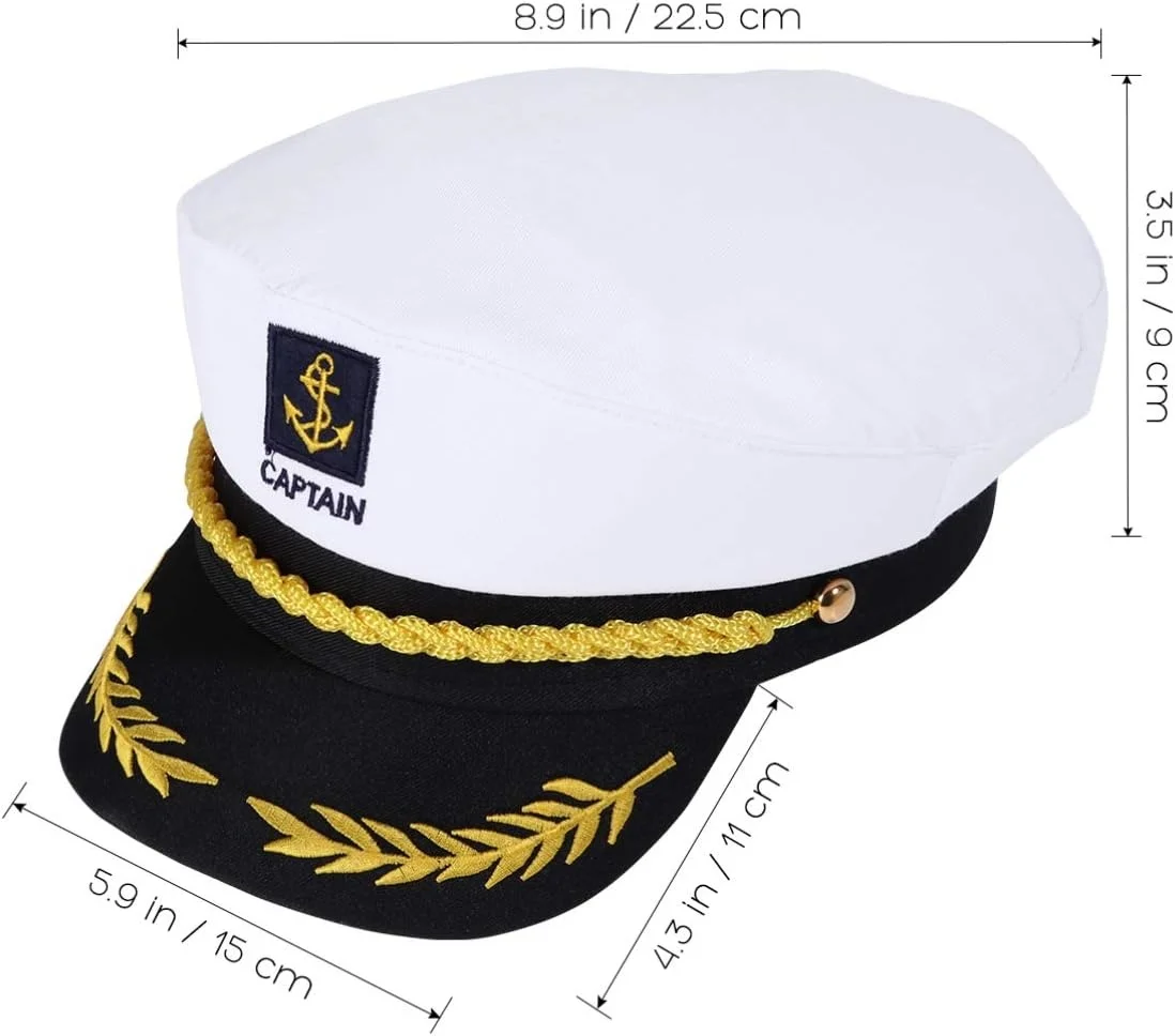 1PC Sailor Navy Marine Admiral Cap Adult Yacht Military Captain Hats Nautical Sailor Skipper Hat Adjustable For Men Women Props