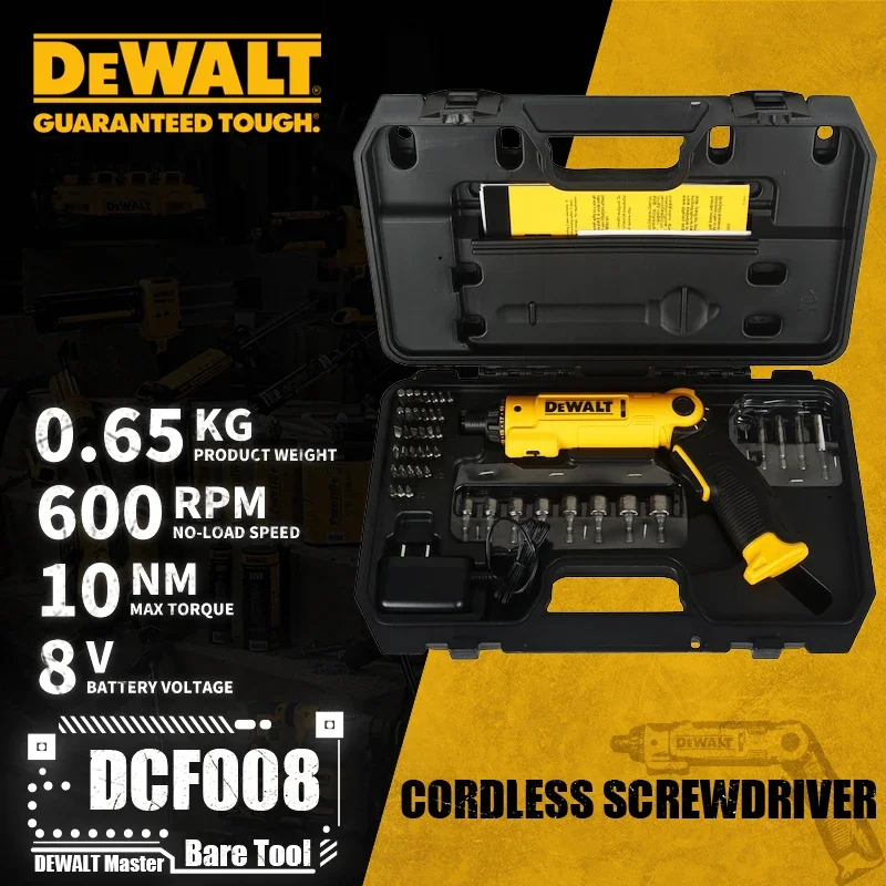 DEWALT DCF008 Kit Cordless Screwdriver 8V Lithium Power Tools With Battery Charger 45 PCS Set 220V