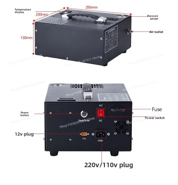 

Автоматический автомобильный воздушный насос высокого давления 12 В-220 В, 30 МПа, воздушный компрессор, надувной источник питания, встроенный