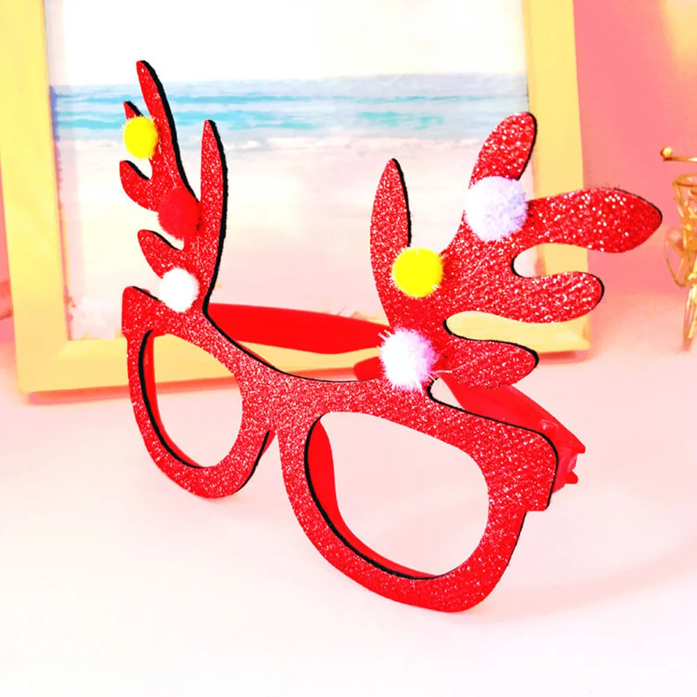 

4Pcs Christmas Party Decoration Eyeglasses Headbands Set Reindeer Antlers Hair Hoops Christmas Party Eyeglasses Costume