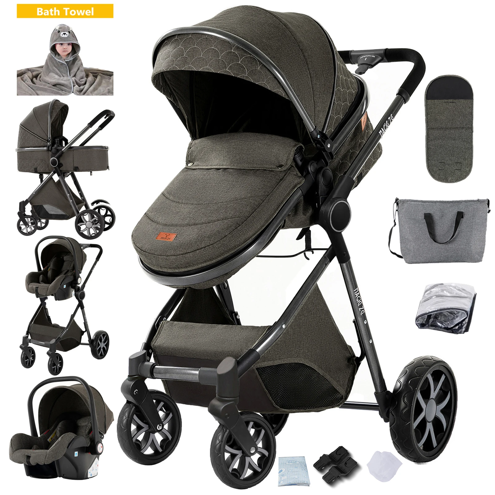 Leichtgewichtiger Vierrad-Kinderwagen Babyprodukte Kinderwagen Leichtgewicht 3-in-1-Kinderwagen Neugeborenen-Kinderwagen