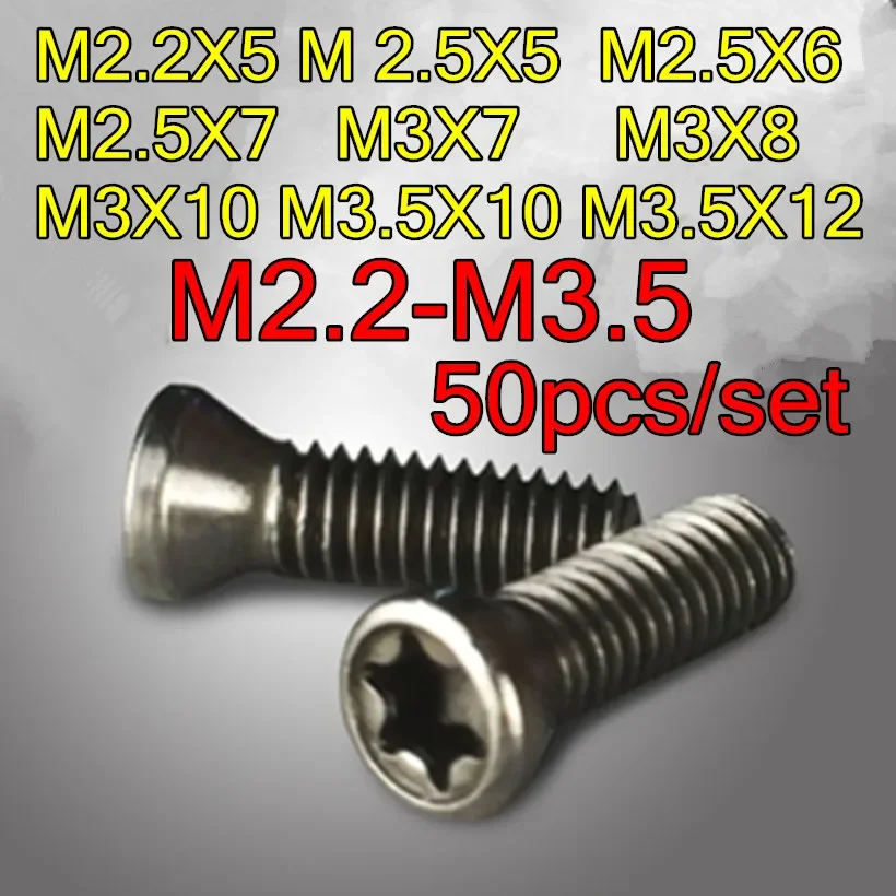 

M2.2X5 M2.5X5 M2.5X6 M2.5X7 M3X7 M3X8 M3.5X10 M3.5X12 50pcs/set CNC TOOL.S screw Free shipping