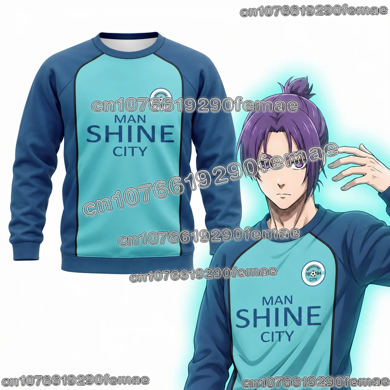 NAGI Blue Lock Anime Football Uniform Long Sleeve Sweatshirt Kids Adults Casual Sportswear Hyoma Chigiri Character Pullover Top