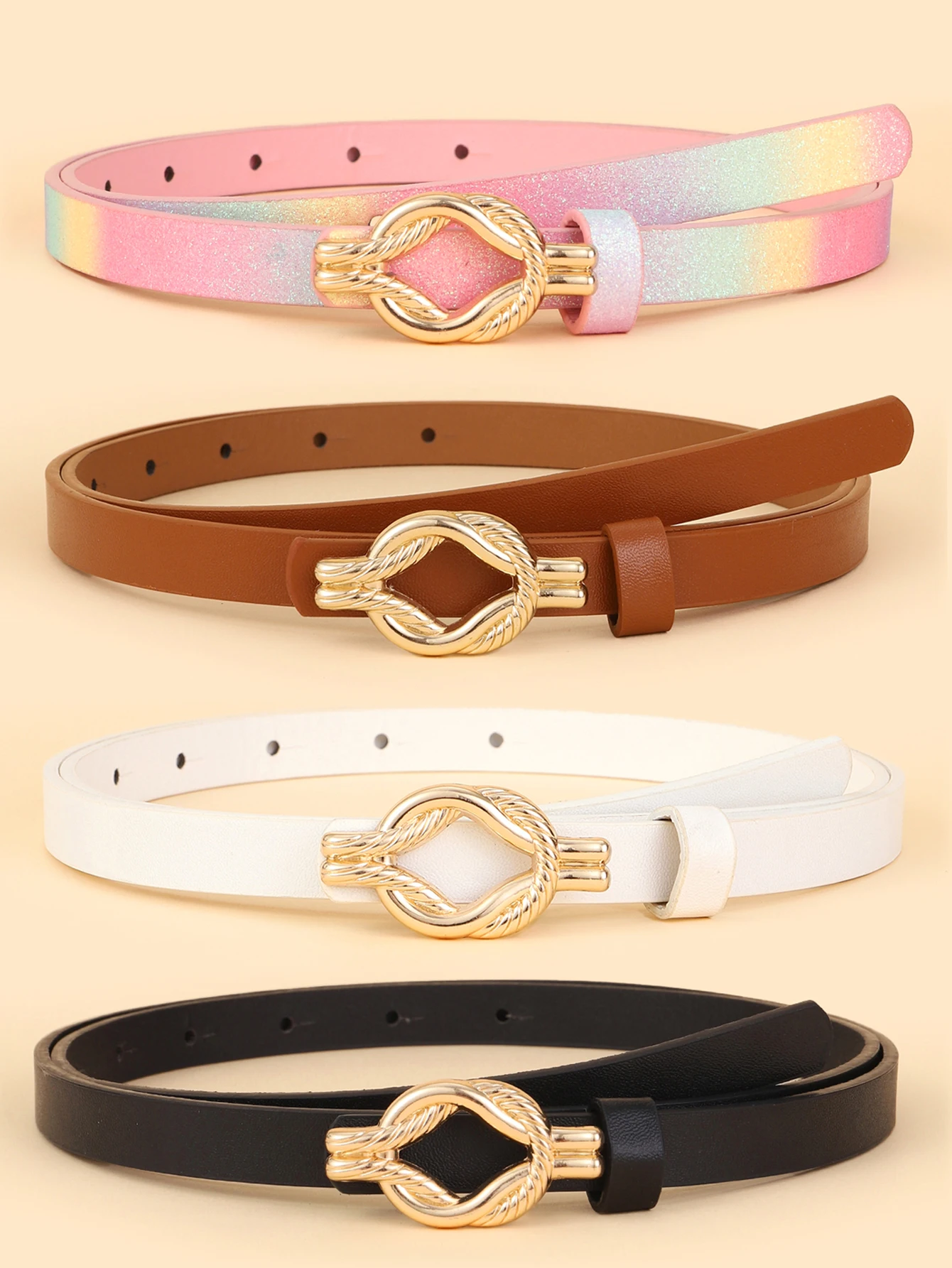 4PCS combination ladies new fine belt high-grade PU belt jeans dress decorative belt