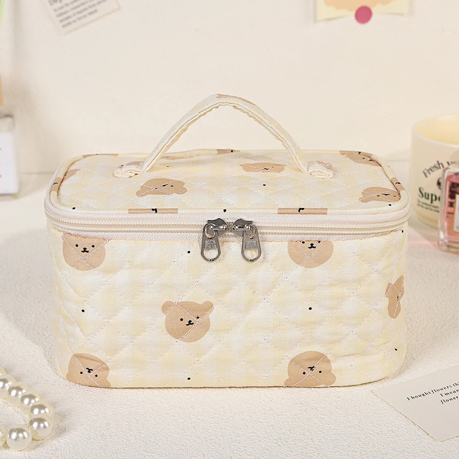 Cosmetic Storage Bag Print Lovely Handheld Makeup Bag Large Capacity Cute Toiletry Wash Bag Travel Portable Zipper Pouch