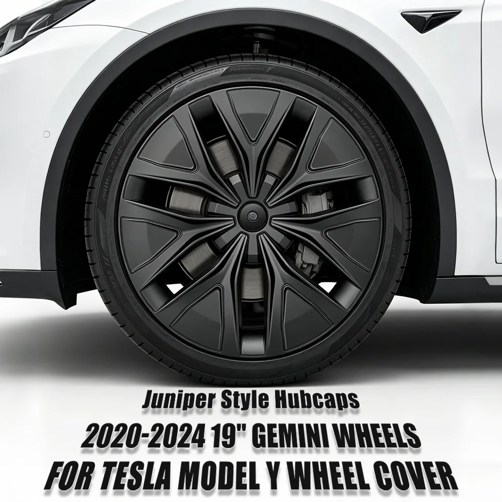 YIKUN 4 Stück Performance-Radkappen-Ersatz für Tesla Model Y 19 Zoll 2020-2024 Vollfelgen-Radkappen Gemini Radzubehör 2023