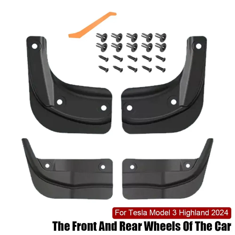 For Tesla Model 3 Highland 2024 Mud Flaps Splash Guards Anti-Sand Rear Wheel Fender Protector Auto Exterior Accessories