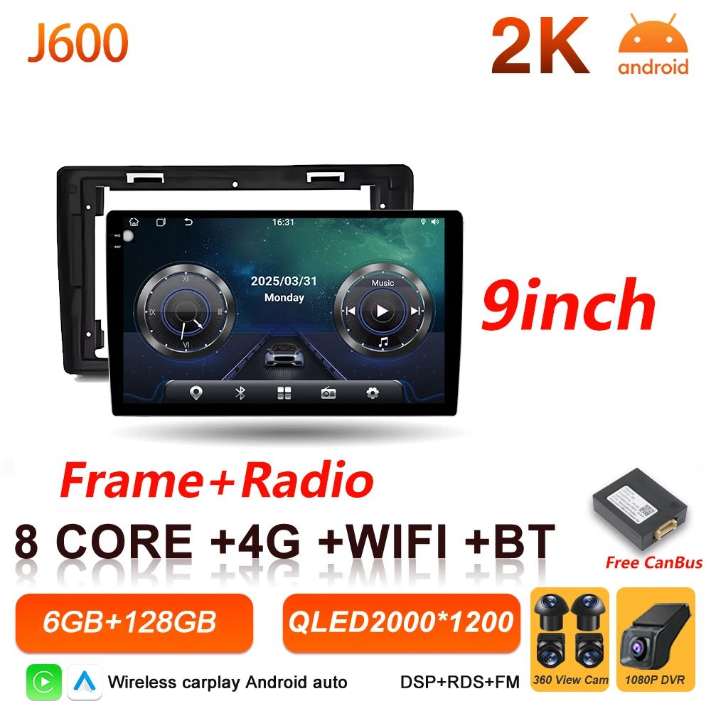 Android 16 Auto autoradio voor Fiat Panda 2003 2004 2005 2006 2007 2008 - 2012 Carplay multimediaspeler stereo GPS head unit DSP