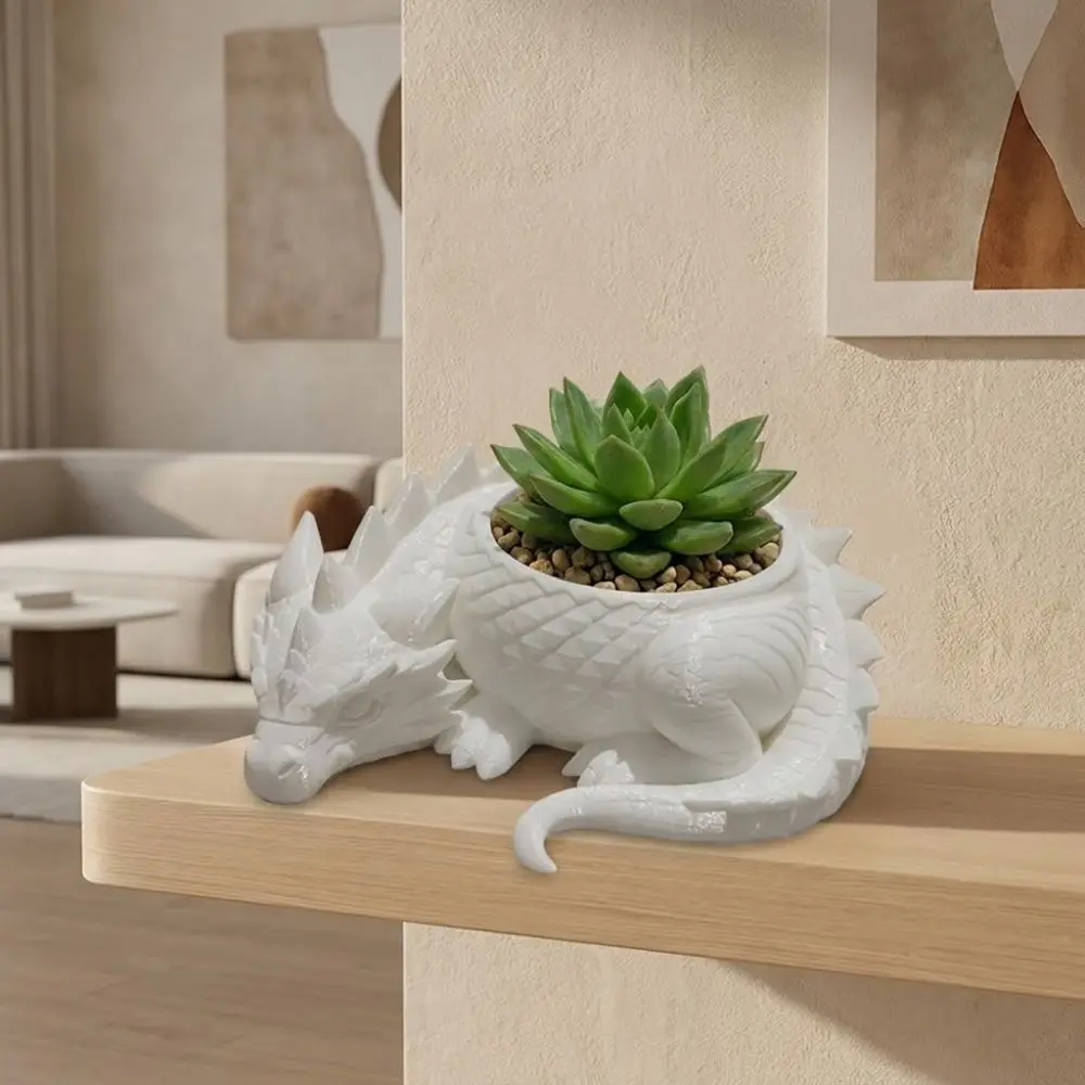 3D Printed Dragon Shaped Plant Pot Plastic Growing Pots Flower Container Handmade Funny Succulent Planter for Home Decoration