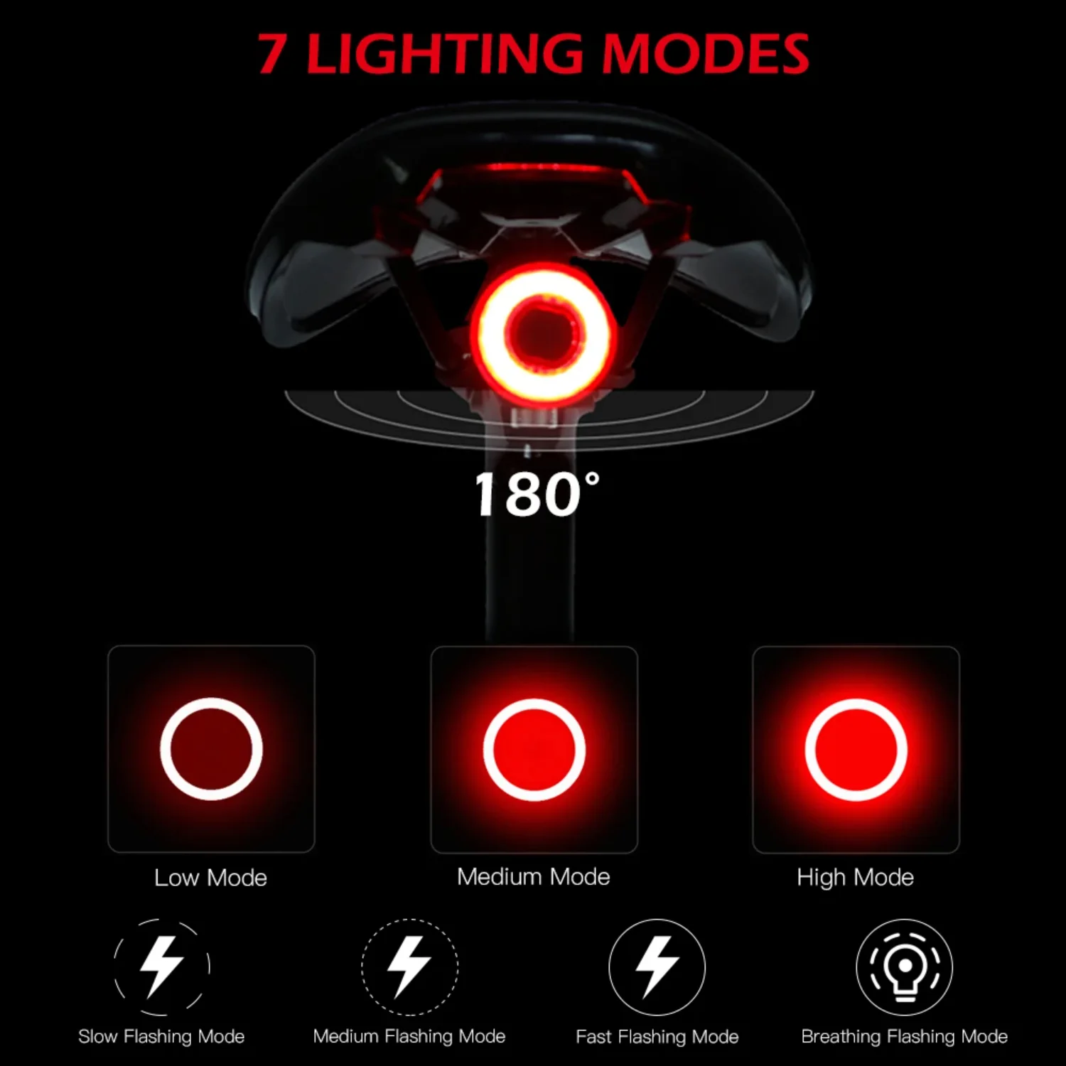 Smart Bike Tail Light Back Brake Light Waterproof USB Rechargeable Safety Taillight Rear Bicycle Flashlight Mtb Accessory