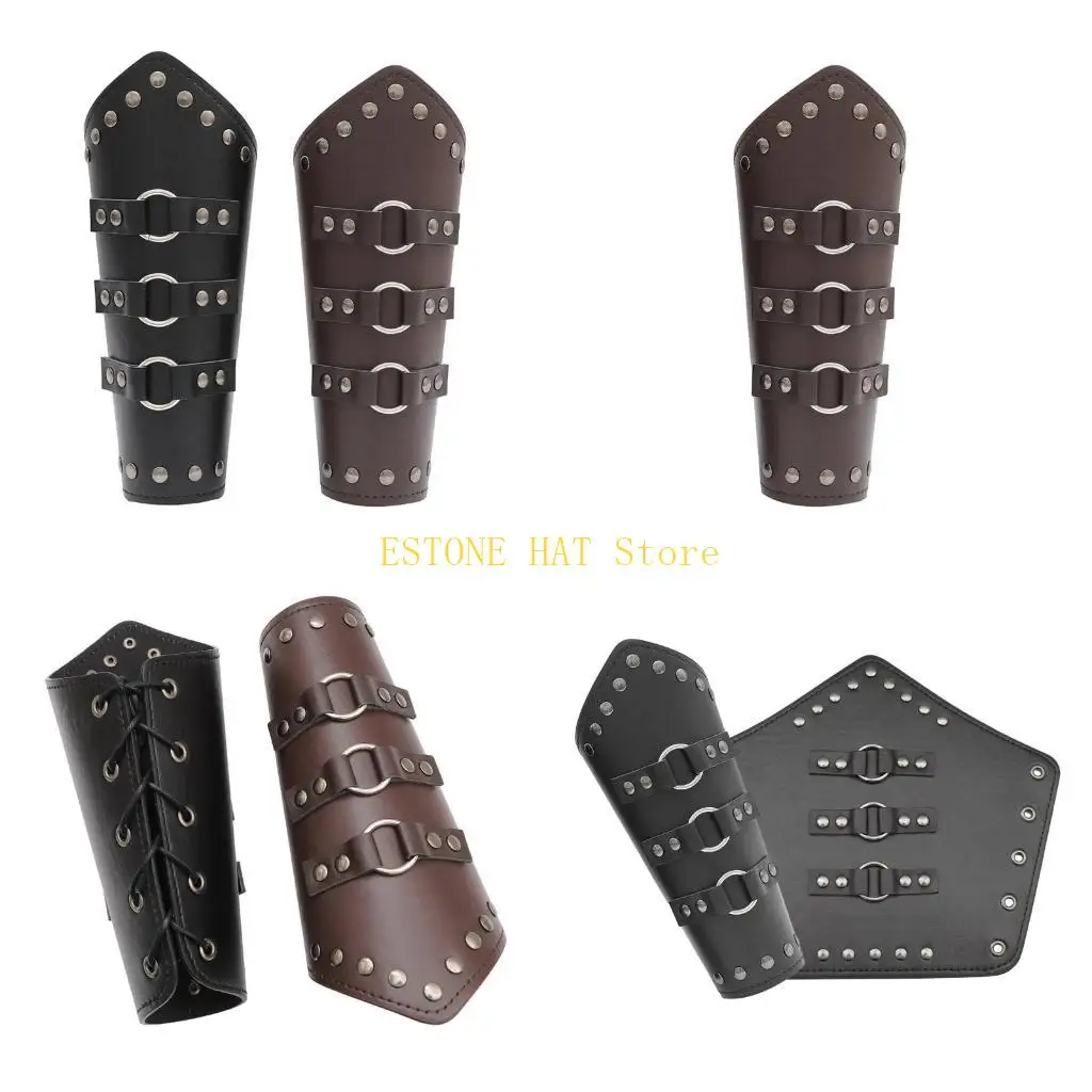 

49MF Средневековые готические доспехи наручные наручи с декором из заклепок Рыцарь в стиле панк Ренессанс Пиратские рыцари PU на
