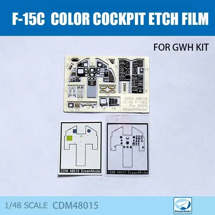 Dream Model Kolorowa folia do wytrawiania kokpitu F-14A F-15C J-11 F-16CJ E/A-18G Skala 1/48