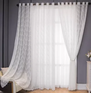 Modern Minimalist Style Nordic Hollow W Pattern White Lace Curtains Living Room Bedroom Balcony Blackout Curtains