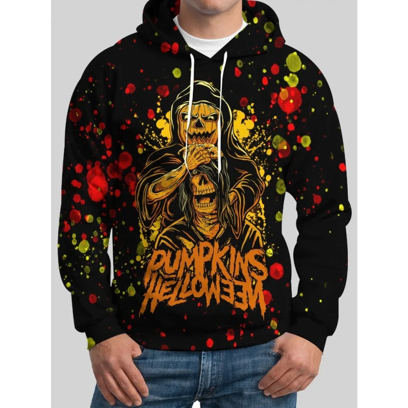 

Цельная мужская толстовка с 3D принтом на заказ Your Picture, толстовка с капюшоном на тему Хэллоуина