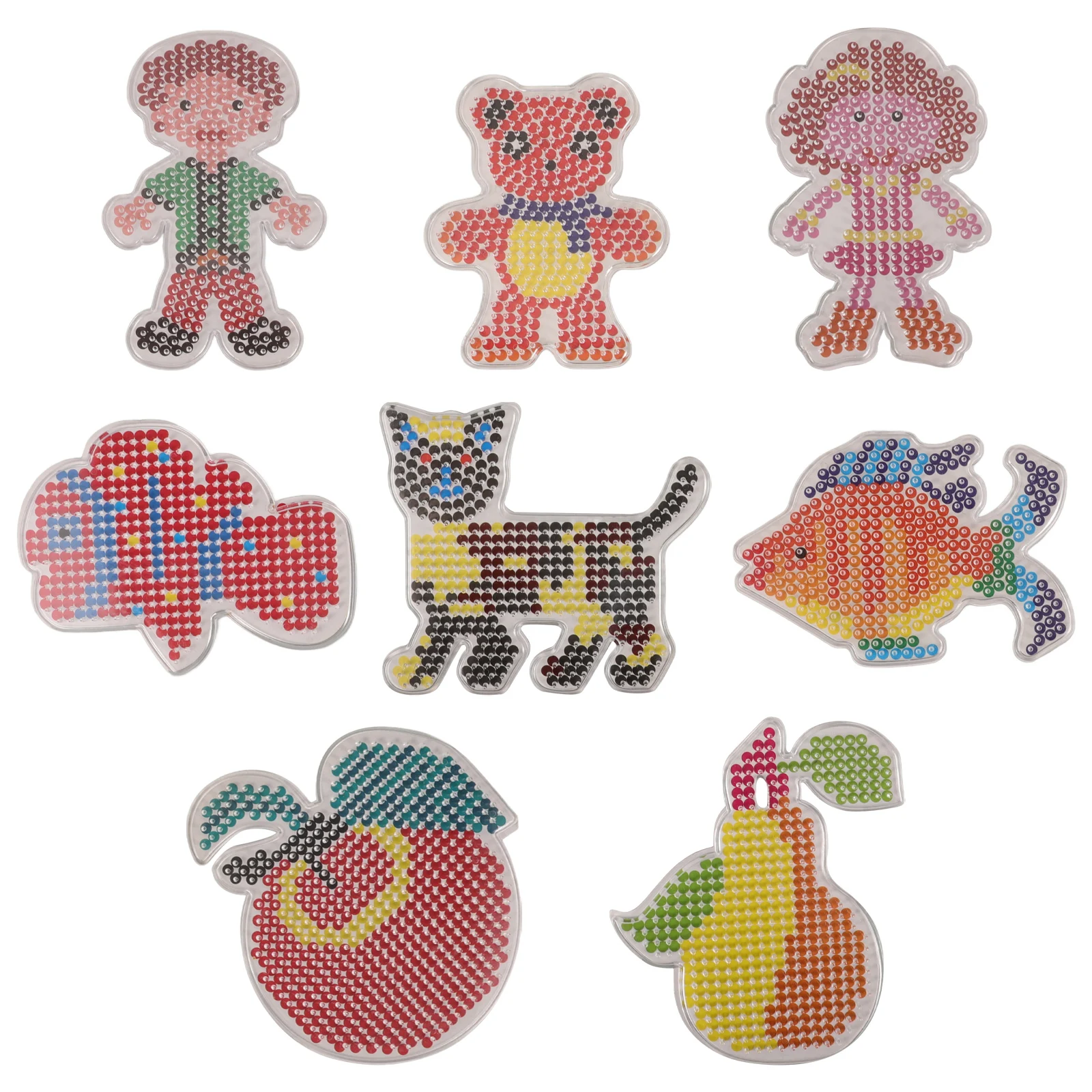 

8PCS Bean Puzzle Template Kids DIY Spell Beads Boards Childrens Puzzles Tractor Aircraft Motorcycle Truck Bus Patterns