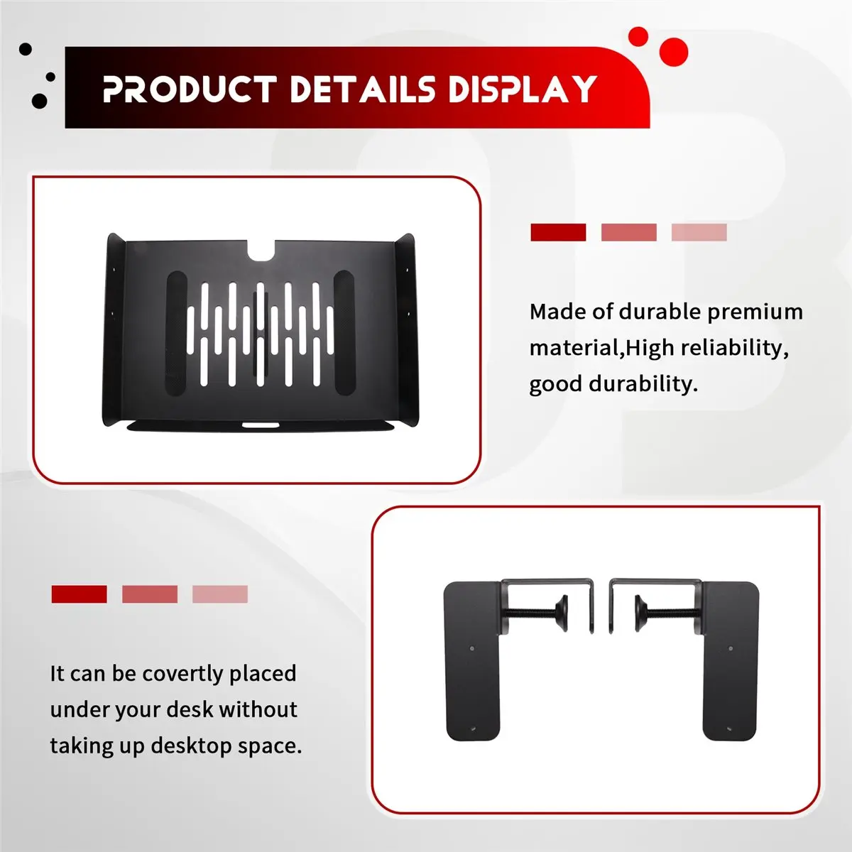 Y69A No Drill Under Desk Laptop Mount Metal Storage Tray with Cable Management Multipurpose Household Hanging Organizer