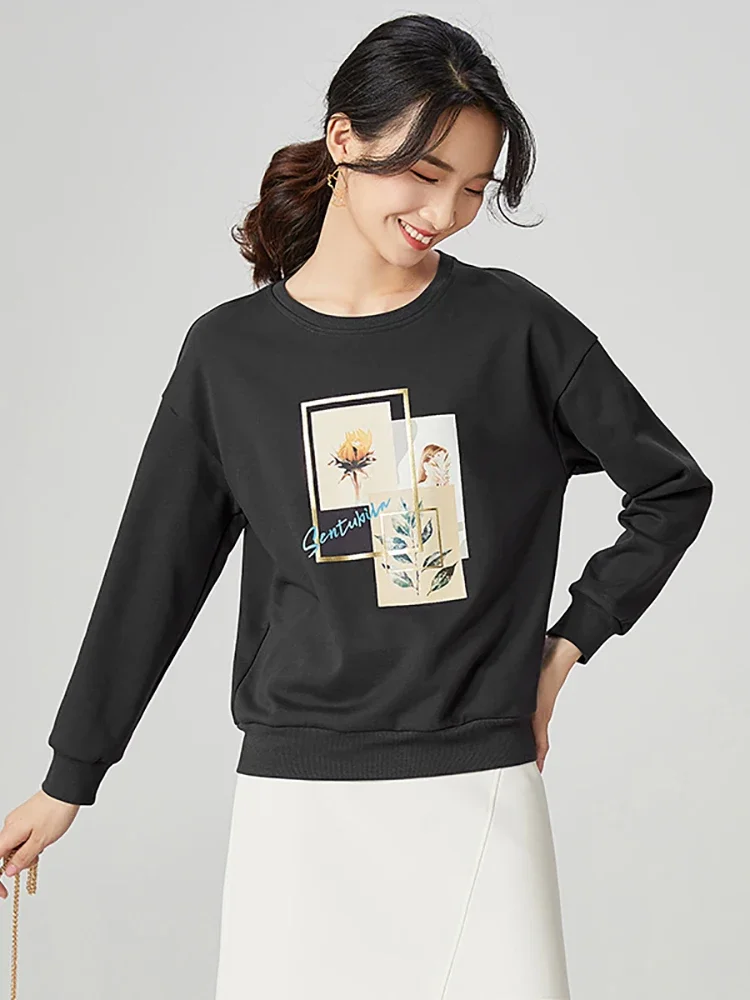 SENTUBILA Printed Pullover Round Neck Sweatshirts Women Fashion 2024 Spring Autumn New in Hoodies & Sweatshirts 113A37420X