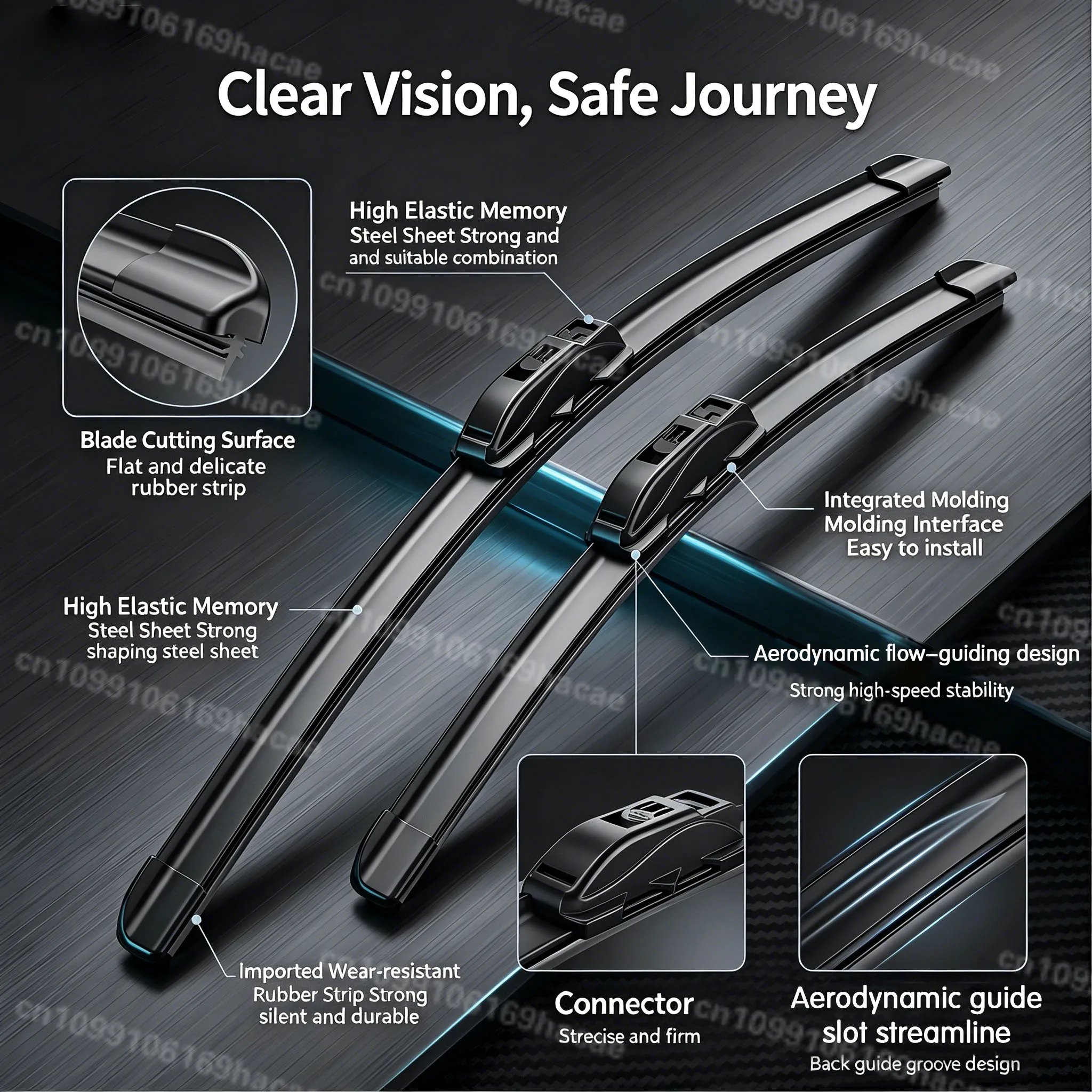 Car Wiper Blades For SAAB 9-7X 2005-2012 Soft Rubber Windshield Windscreen Front Window Blades 22"+22" Well-made Car Accessories view 3