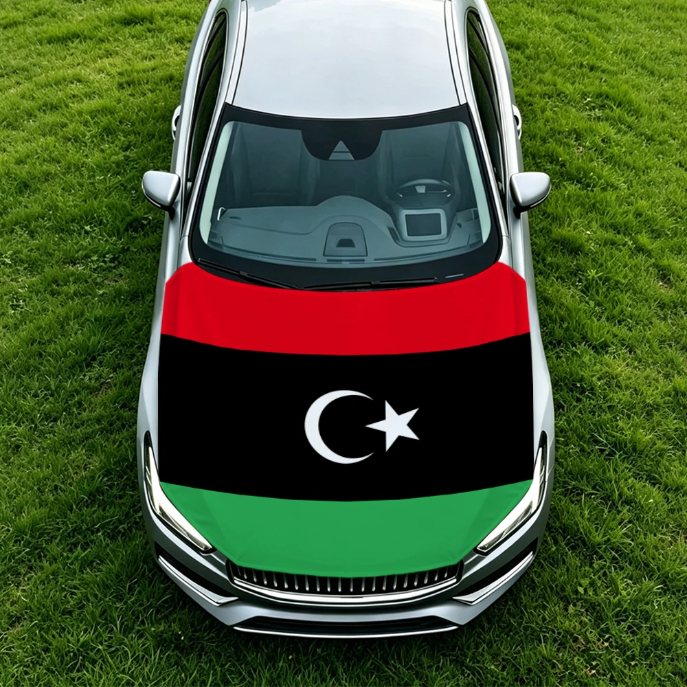 3.8x5.3ft Libya Car Hood Cover Flag Swiss Confederation Car Bonnet Banner Elastic Fabrics Windproof