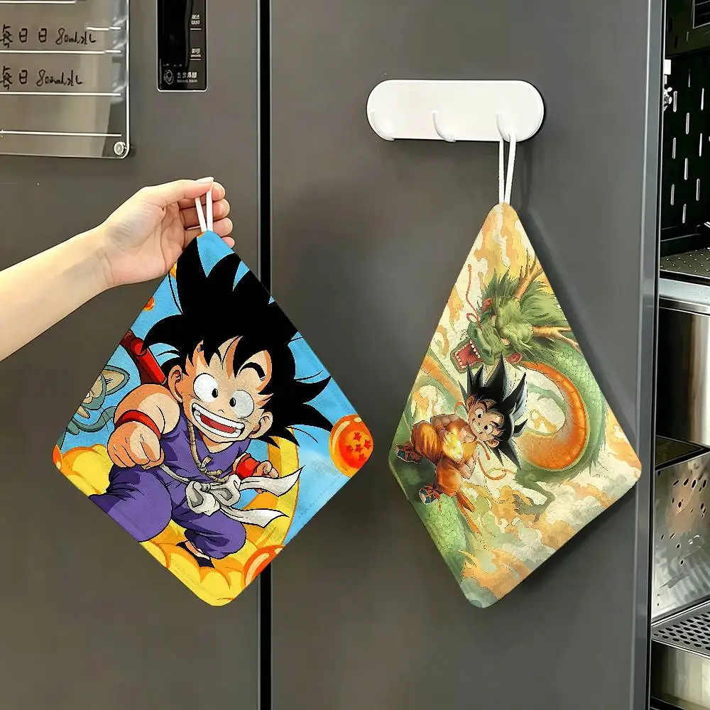 Anime Dragon Ball Hanging Kitchen Towel, Polyester Cotton Fabric, Absorbent Hand Wiping Towel For Home Dormitory