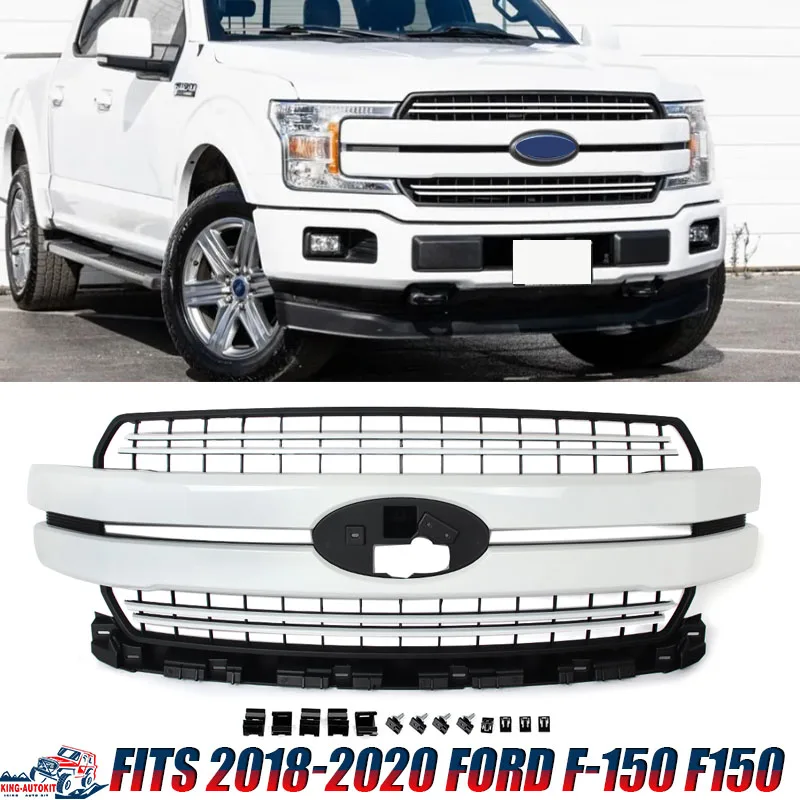 Front Upper Grille Bumper Grill Modify For 2018-2020 Ford F-150 F150 Lariat Front Grille Radiator Mesh Grid Grills Accessories