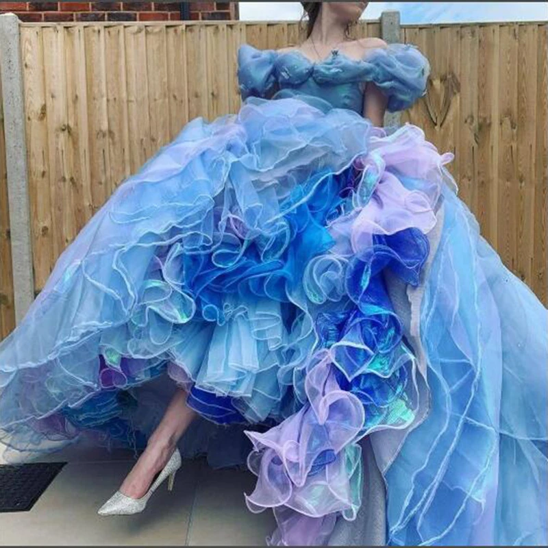 Cinderella Quinceanera Dresses Fluffy Organza Masquerade Birthday Prom Party Dress Ball Gown Pageant Corset Sweet 15 Dress