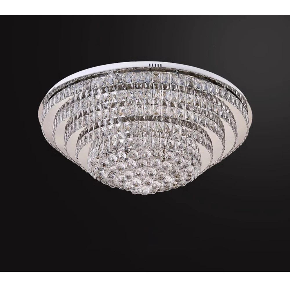 Clear K9 Crystal Ceiling Lights, Dimmable 3000K 6000K Remote Control Luxury Ceiling Chandeliers for Parlor Entrance Decoration