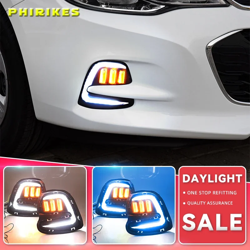 For Chevrolet Cavalier 2016-2019 1 Set of LED Daytime Running Lights Turn Signal Fog Lamp Cover DRL