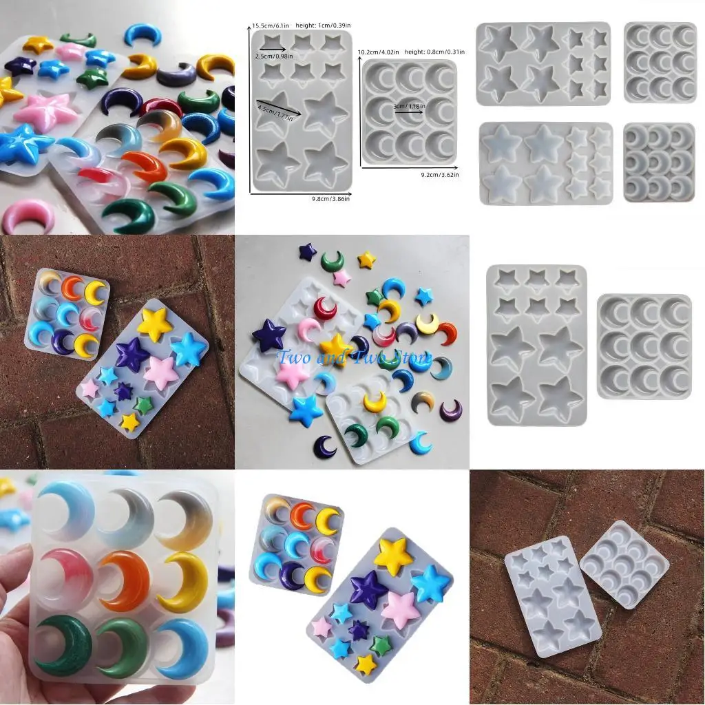 

HX6F Easy to Use Silicone Mould Versatile Moon Star Pendant Mold DIY Jewelry Projects Casting Mould Jewelry Decor Molds