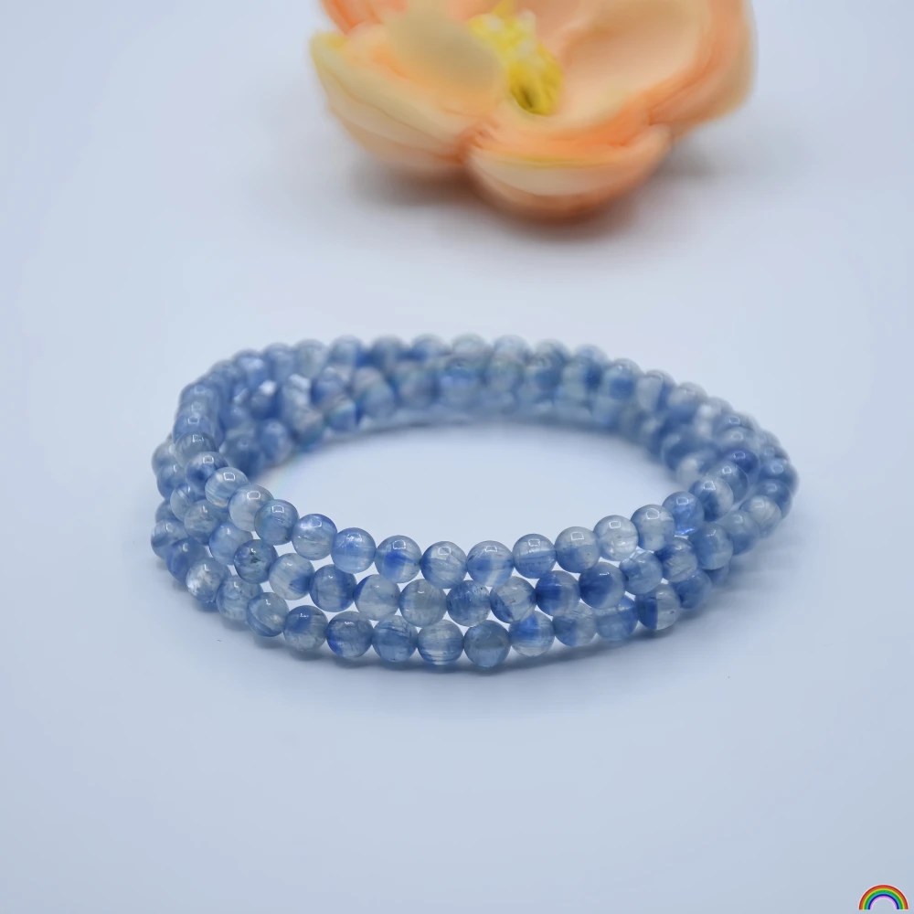 Natural Blue Crystal Three Circle Hand String Transparent Blue Cat Eye Tranquil Sea Floating Light Crystal Jewelry Gift Rwbuye