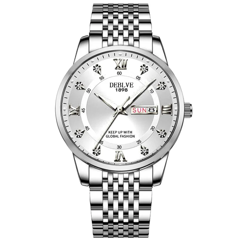 Men's Solid Strap Business Double Calendar Watch