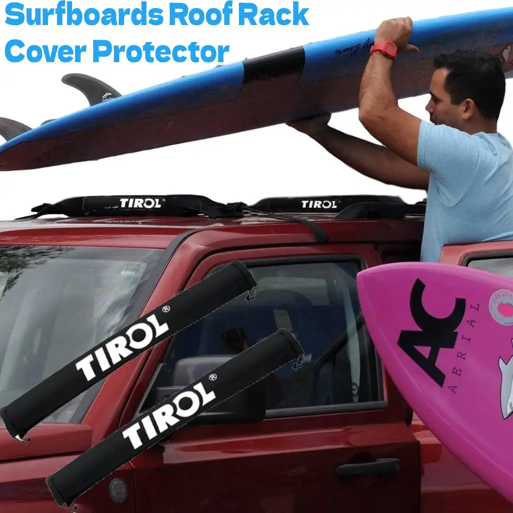 2x Auto Soft Roof Rack Covers Protector Universal Car Surfboard Kayak Carrying Luggage Ladders Surfboards Canoe Roof Rack Black