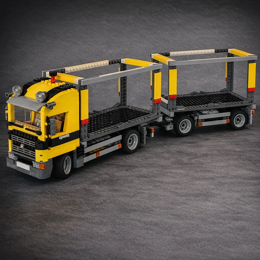 

MOC Car Carrier Truck Building Blocks Set Double Trailer Transport Vehicle DIY Assembly Bricks Model Toy Gift for Kids Adults